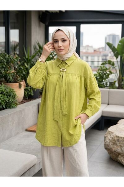 Naknaku Drawstring Cuffed Belt Buckle Detail Tunic - Oil Green