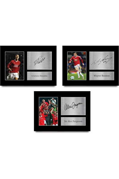 HWC Trading Ronaldo, Rooney & Ferguson Gifts Printed Signed Autograph Picture...