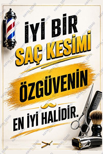 HAYAL ODASI STORE Kuaför ve Berber Salonu Motivasyon MDF Tablo - Özgüvenin En...