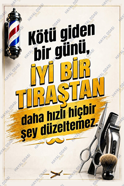 HAYAL ODASI STORE Başlık: Berber Kuaför Salonu Dekoratif MDF Tablo - İyi Bir ...