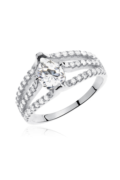 PrimaDonna Inel Elegant din Argint 925 Rodiat cu Zirconii Albe