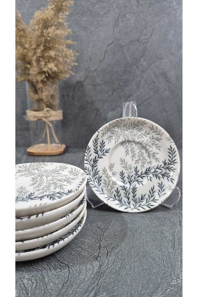 Tezyinat Wood Nara Zühre Porcelain 6-Piece Tea Plate Set
