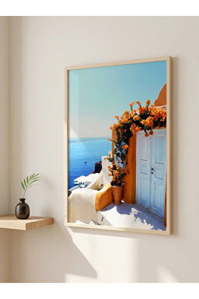 bestablo Peisaj marin Santorini |   Tablou din lemn înrămat |   Decor pentru ...