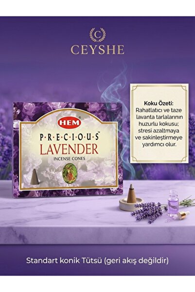 Hem Ceyshe Lavanta Çiçek Kokulu Konik Tütsü Rahatlatıcı Kokular Meditasyon Yo...