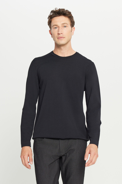 ALTINYILDIZ CLASSICS Men's Black Standard Fit Normal Cut Crew Neck Knitwear S...