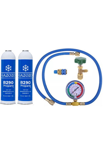 Litago Set umplere agent frigorific R290, Litago, 2 butelii 750ml, manometru,...