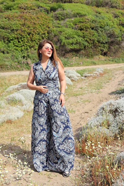 Catalina Şal Desenli Kruvaze Bağlamalı Bluz