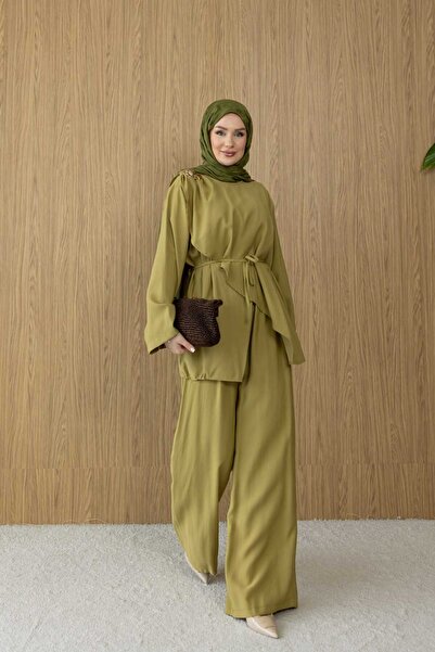 MYGİYİMİSTANBUL SET PANTALONI DIN ȚESĂTURĂ TENCEL DE CALITATE PREMIUM CU DETA...