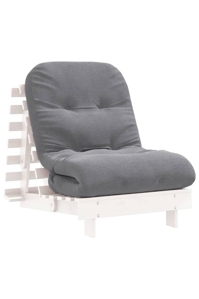 vidaxl Canapea futon cu saltea, alb, 70x206x11 cm, lemn masiv de pin