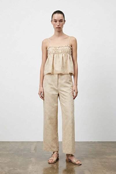 Quzu Stripe Detailed Trousers Natural