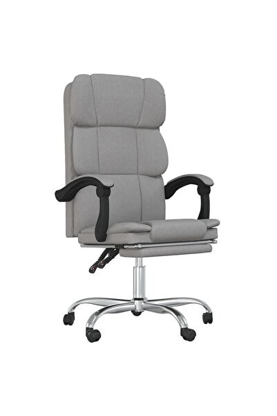 vidaxl Fotoliu de birou rabatabil, gri deschis, textil