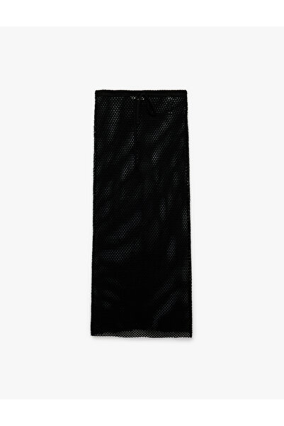 Koton Comfortable Fit Openwork Mesh Long Beach Skirt