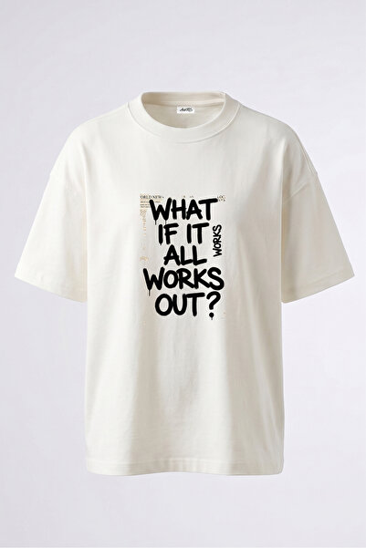 Anetos Tricou oversize alb din bumbac cu imprimeu pe spate cu slogan graffiti