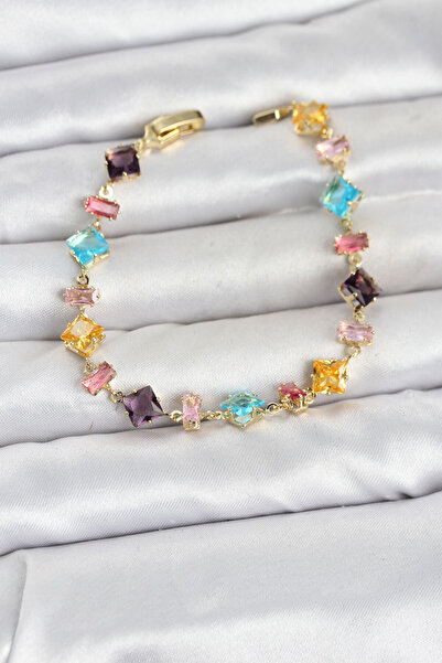 OGHAMAY Mixed Color Gold Color Gema Women's Bracelet with Crystal Stone Cuttings