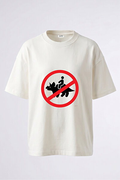 Anetos Tricou oversize alb din bumbac, cu imprimeu pe spate, fără design cu T...