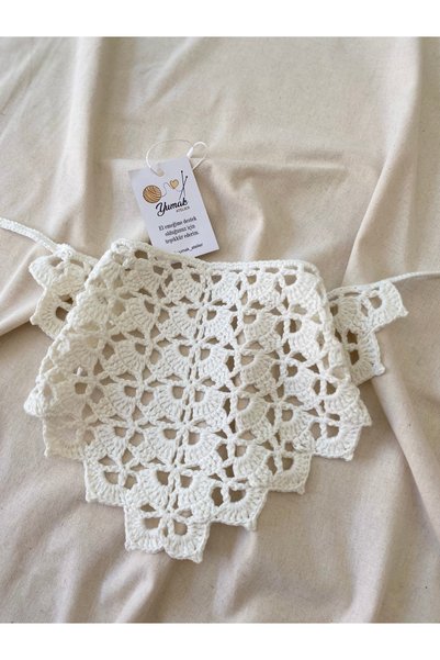 YUMAK Cream Color Bandana |   Hand Knitted Bandana |   Hair Accessory