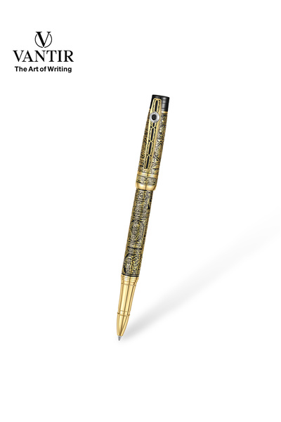VANTIR Luxury Navy Blue Spiral Wave Ballpoint Pen – Premium Dark Blue & Silve...