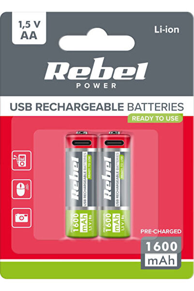 Rebel Επαναφορτιζόμενες Μπαταρίες AA Li-ion 1600mAh 1.2V 2 τεμάχια