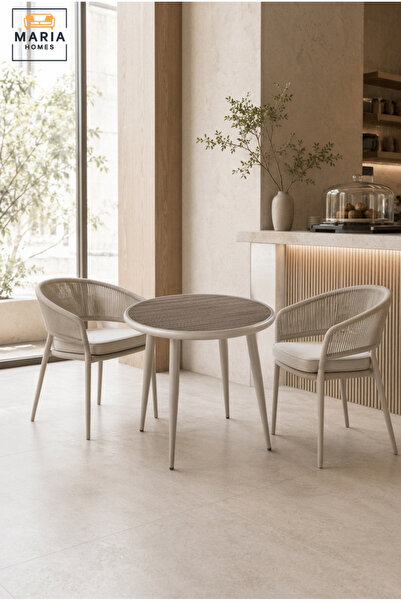 MARIA HOMES Modern Round Dining Table Café Table Patio Table Outdoor Bistro T...