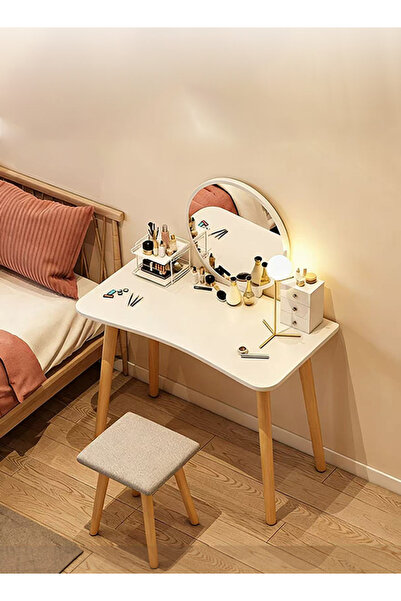 CozyWorld Modern 60cm Width Dressing Table with Mirror and Stool, Makeup Vani...