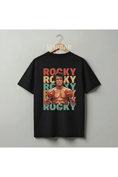 Grafftee Clothing Tricou unisex din bumbac premium, cu design Rocky Balboa Le...