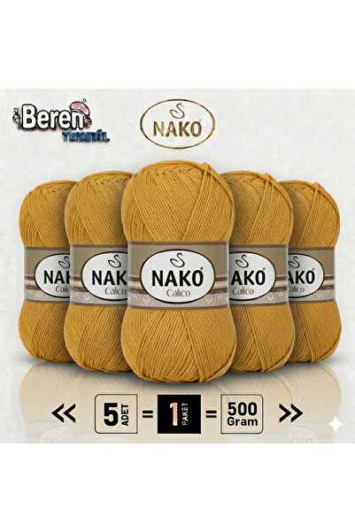 NAKO Calico- 01380 Oxide Yellow- 5-Pack - 100Gr/240M - Hand Knitting Yarn - A...
