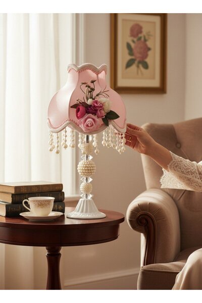 Dekovien Pink Velvet Covered Flower Decorated Headboard with Pearl Legs Class...