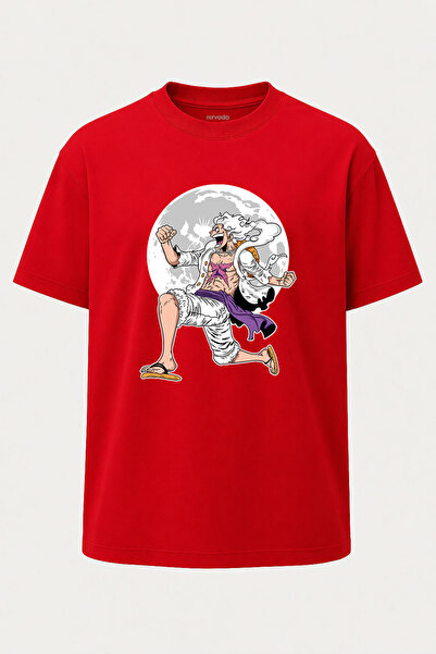 nirvoda Oversize Luffy bela majica sa printom - širok kroj