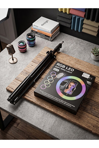 ERDİNEKS RGB Soft Ring Light Halka Yuvarlak Işık Tripodlu - Göz Yormayan LED,...