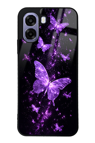 Spoyi Oppo A6T Purple Galaxy Butterfly Tasarımlı Glossy Telefon Kılıfı