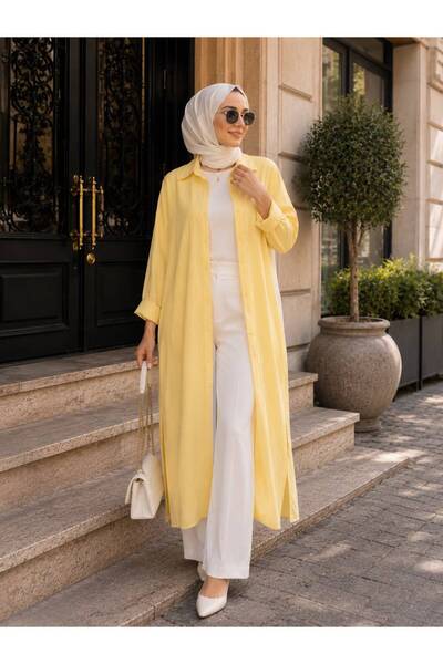 AYSUN YENAL BOUTİQUE Sarı Uzun gömlek elbise (shirt dress / tunik elbise)
