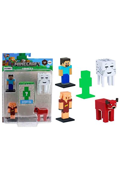 MINECRAFT 3D Toppeez 5’li Figür Seti - Kırmızı Mooshroom'Lu Set