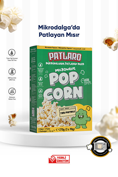 PATLARO Microwave Popcorn 1 Box Peanut Flavored (90 Gr X 3 Packs) - Ready in ...