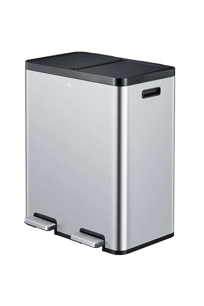 EKO Coș de gunoi cu pedală, EKO, Essential, 30+30 L, 2 compartimente, inox