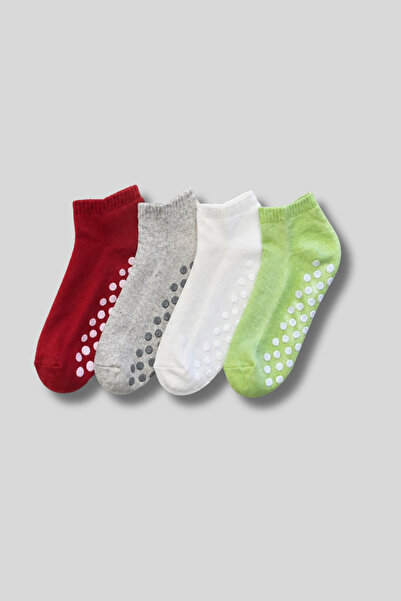 aw adawhite Women's 4-Pack Cotton Non-Slip Sole Pilates, Yoga, Tawaf Socks