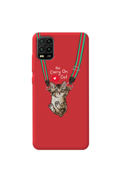 Other Xiaomi Mi 10 Lite Swinging cat Red Colored Silicone TPU Θήκη
