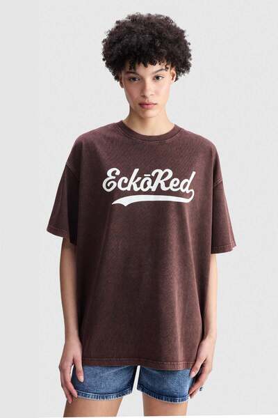 ecko unltd. Ecko Red Madelyn Loose Boyfriend Fit Crew Neck Printed 100% Cotto...
