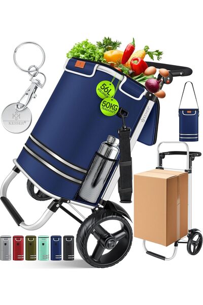 KESSER ®   Cărucior de cumpărături pliabil 56L, capacitate de încărcare 50kg,...