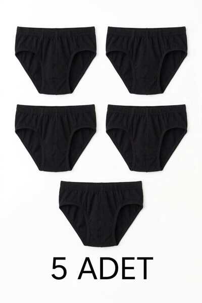 enmodaiçgiyim 5 Pieces of 100% Cotton Black Men's Briefs – Breathable, Comfor...