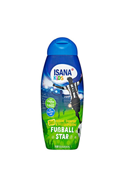 Isana Kids Duş Jeli ve Şampuan 3'ü 1 Arada Futbol Starı Meyvemsi 300 ml