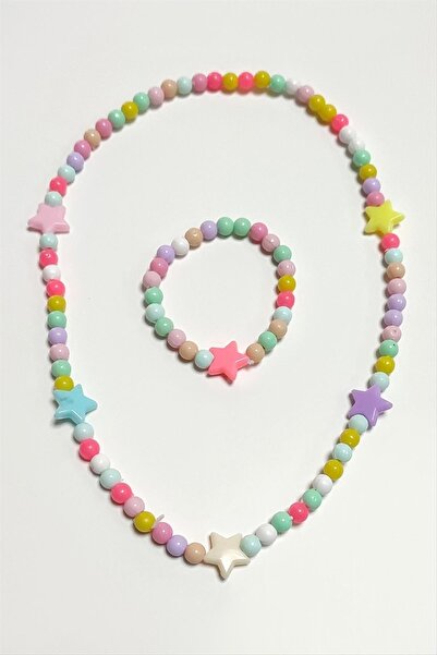 Generic Brand Svl-Shop Star Bead Kids (00843) Set Necklace-Colorful