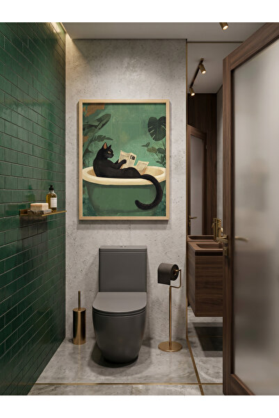 Creatick Design Banyo Tuvalet Duvar Tablosu Duvar Dekoru Doğal Ham Ahşap Çerç...