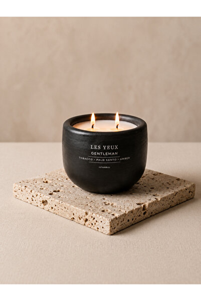 Les Yeux GENTLEMAN Tütün, Palo Santo ve Amber Kokulu Doğal Soya Mum 230gr