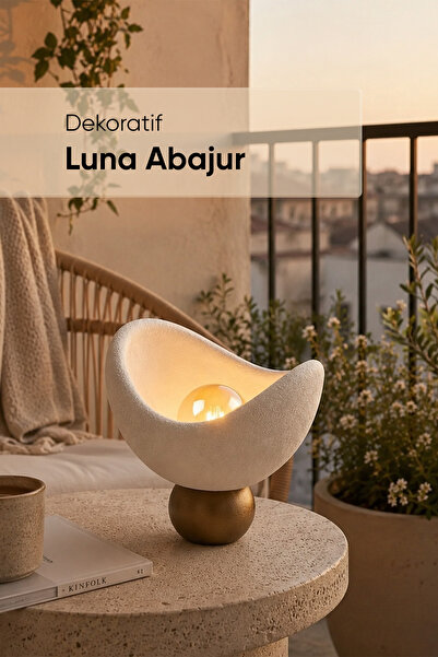 Jusel Luna Abajur - Dekoratif Masa Lambası - 20x25 cm - PLA Malzeme - Yatak O...