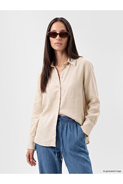 LC Waikiki Nevavm Women's 100% Linen Shirt with a Difference