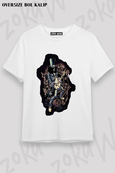 ZOKAWEAR Unisex Loose Fit Guns N Roses V4 Printed T-Shirt