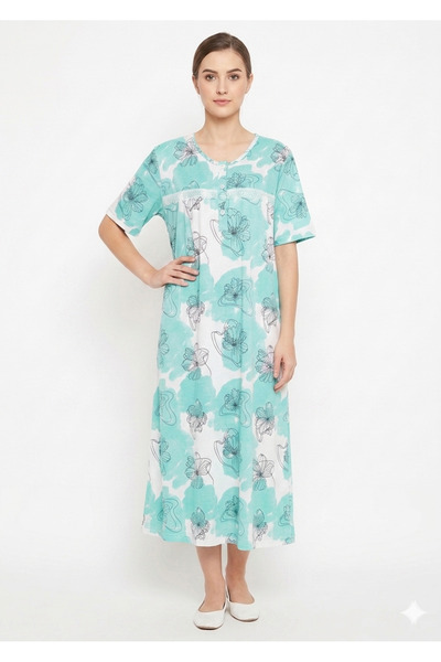 Noom Nightwear Women's Floral Print Short Nightgown - Comfortable Sleepwear D...