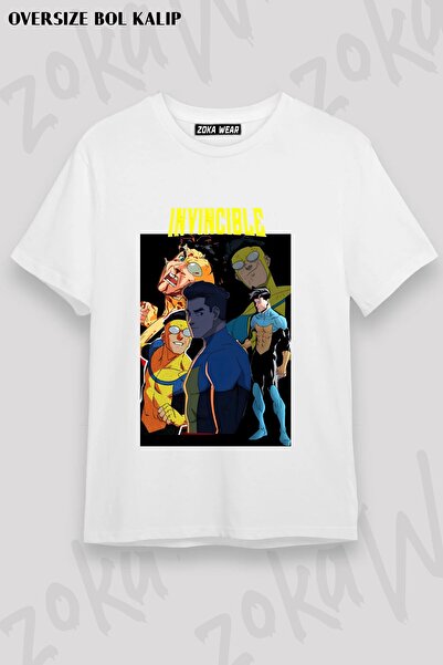 ZOKAWEAR تي شيرت مطبوع للجنسين من نوع Loose Fit Invincible v21