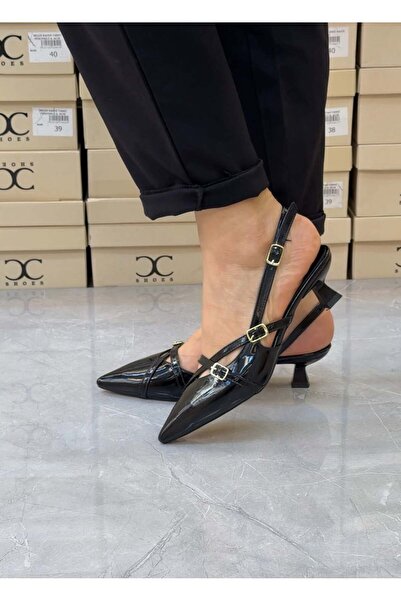 Mini Topuk Arkası Açık Rugan Stiletto