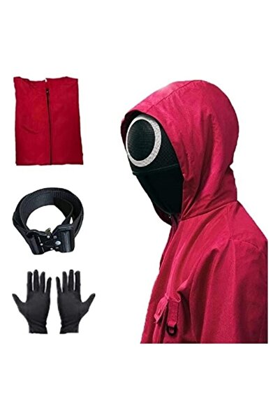 Yongsheng Squid Game Cosplay Jumpsuit With Belt+Gloves+Masks - S, 155-165cm